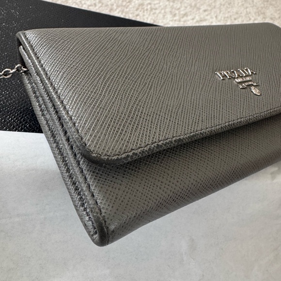 Prada Saffiano Leather Gray Wallet - Picture 3 of 16